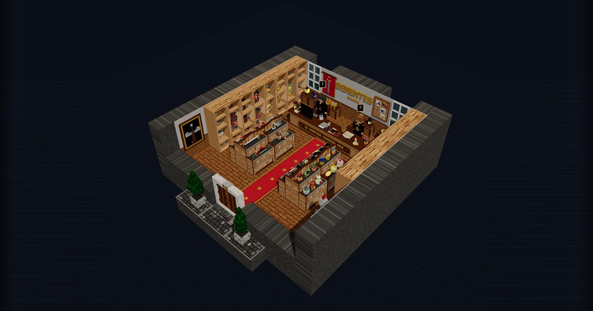 La tienda de Dementes en 3D vista desde la entrada